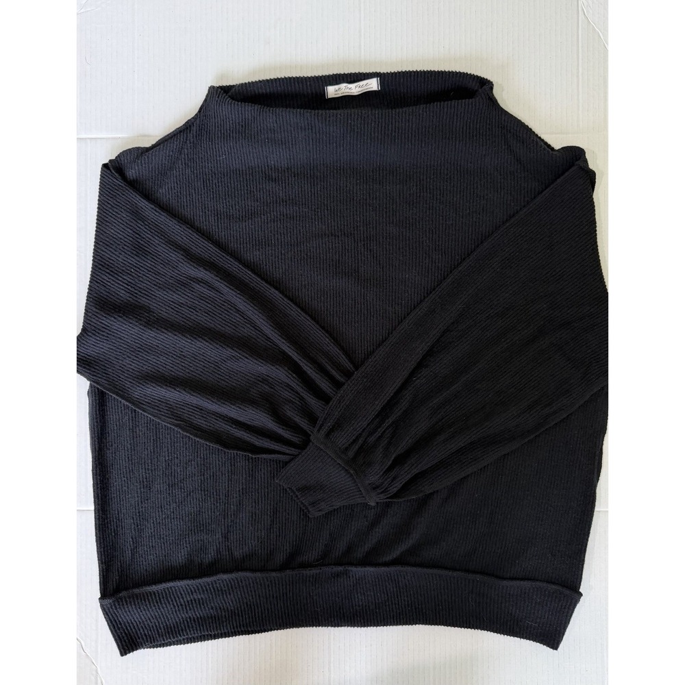 Free People We The Free Women's Black Ribbed Waffle Knit Sweater Size Small